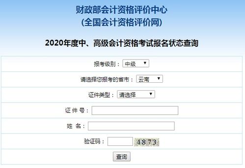 2020年云南中级会计职称报名状态查询入口